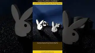 14k White Gold Plated 925 Sterling Silver Tiny Playboy Bunny Stud Earrings