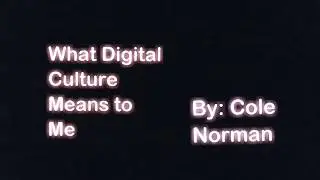 What Digital Culture Means to Me (Cole Norman)
