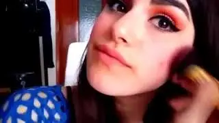 NEON ORANGE EYES AND LIPS ं BOLD SUMMER MAKEUP ः D