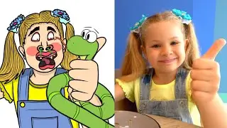 Diana and Roma - wash your hands story funny cartoon drawing memes 🤣 | Funny Diana and Roma 