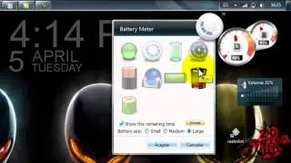 Los mejores Gadgets de Windows 7 [ HUDtime y Battery Meter] 2011