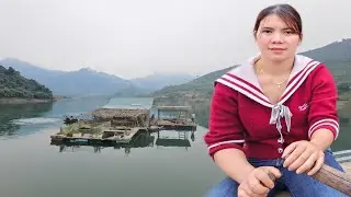 As the lake water receded rapidly, the girl moved her house downstream with the current.