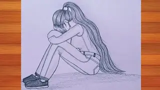 How to draw sitting girl easy / sad girl drawing / sitting girl drawing / Girl drawing@drawwithpinki