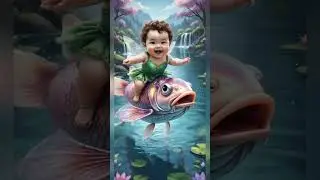 Cute Baby Riding Fish 😂 😍 😂#shorts #cute #babylaughing #funnybabyvideos