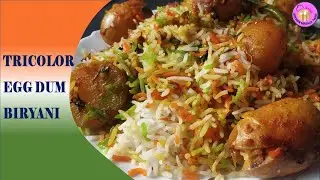 Easy Egg Dum Biryani @Home//अंडा बिरयानी//Independence day special tricolor biryani Recipe by KMT