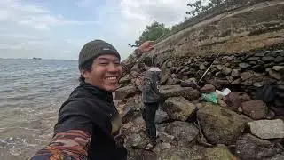 AKHIRNYA NAIK JUGA BABON SPOT TANJUNG PINGGIR ANGIN KENCANG & OMBAK PUN KUAT