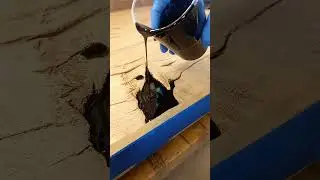 Pouring a little epoxy #shorts #epoxy #woodworking #fun #wood #project #diy #slab #maker
