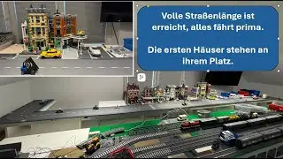 Wir fahren auf der vollen Länge. Die erste Häuser stehen, endlich mal Landschaft :-)