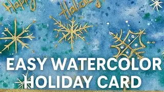 Happy Holidays Watercolor Card | Masking Fluid Snowflake Technique #painting #watercolor #giftideas