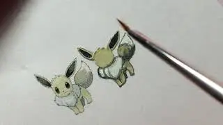 Watch me Paint: Hand Painted Nail Art Decal- Shiny Eevee