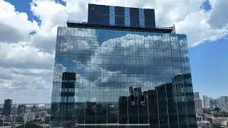 Beautiful Cloud Reflection On Fulton Market New Construction - Drone Rise Above