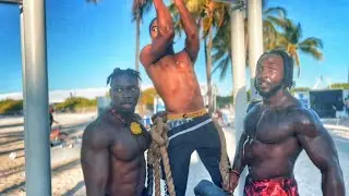 Calisthenics in Muscle beach Miami | South Beach Miami Vlog @Broly Gainz @Goku Pump