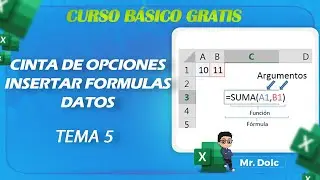 CINTA DE OPCIONES - INSERTAR FORMULAS, DATOS - CURSO B&Aacute;SICO EXCEL 365 GRATIS! TEMA 5