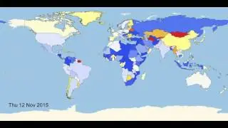 Tone of news articles world wide (based on GDELT database)