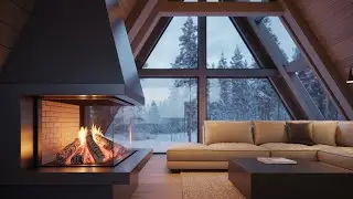 Cozy Fireplace & Wind Sounds ❄️🔥 Winter Cabin Ambience | Sleep, Relax, No Music