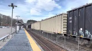 CSX L002,  around 500 axles long, westbound  to Worcester through Ashland MA on 12/1/21