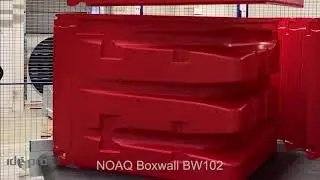 The NOAQ 1x1m freestanding flood barrier being manufactured