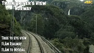 4K CAB VIEW: True to eye view of the Fl&aring;m Railway (Fl&aring;m - Myrdal)