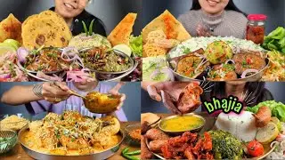 SARSON KA SAAG AND MAKKE KI ROTI 😋, BAINGAN BHAJA, AALU BHARTA, UDIA, SPECIAL CHAAT DAHI EATING🥵