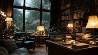 Rainy Day Library Ambience 📖 The Perfect Study Companion