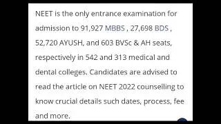 MBBS / BDS SEATS IN INDIA . // NEET 2022 // AYUSH , BVSC , AH SWATS.