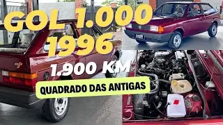 Gol 1000 Ano 1996, VW Gol Quadrado com 1900 km,  Carro Antigo estado de zero