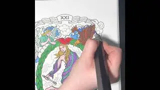 Relaxing Colouring: The World Tarot Card Design