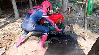 WOW!! Real Spiderman Started Old China Kirlosker Salo Machine.Funny Style Machine Start.