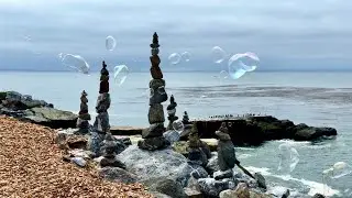Amazing Cairns with Beautiful Bubbles along West Cliff