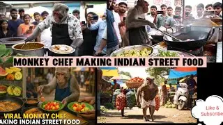 Viral Monkey Chef Making Indian street food | Monkey Cooking video🐒#monkey #food