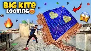 Big Kite Looting on Rooftop😱🪁 aaj bahut badi patang loot li chhat pe😍