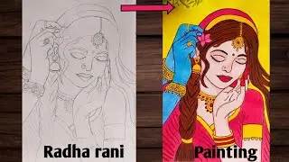 Painting and drawing of shree radha 🌺🌺 ||art ||colouring ||creative ideas 🌷🌷@tanisparkle