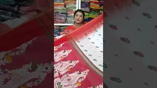 Red White Handloom Banarasi Saree 🥰