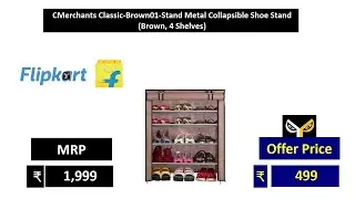 CMerchants Classic Brown01 Stand Metal Collapsible Shoe Stand  Brown, 4 Shelves