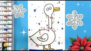 Drawing the CHRISTMAS GOOSE 🎄🪿 from Blue Tractor! Cute Holiday Art + Sticker Challenge
