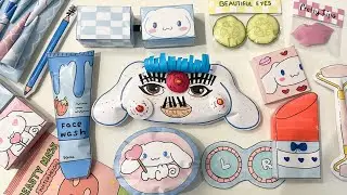 [🩵paper diy🩵] CINNAMOROLL BADDIE SKINCARE AND MAKEUP BAGS unboxing! | asmr
