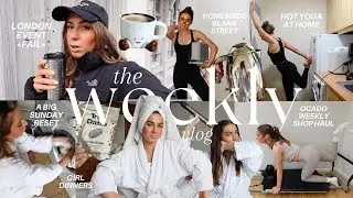 WEEKLY VLOG | hot yoga at home, Ocado weekly food shop, huge sunday reset, long walk & event fail uk