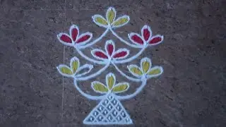 Thai Madham daily use Rangoli ☘️ 6x3 dots easy rangoli ☘️