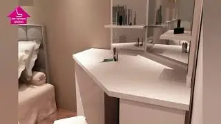 White Corner Dressing Table Woman Make Up Vanity Mirror Bedroom Dresser(JOYSOURCE WOOD FURNITURE)