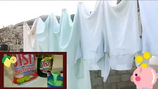 Rutina de lavado de ropa blanca bien sucia y manchada 😊👍