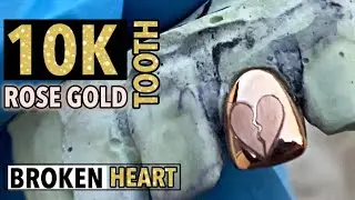 10K Rose Gold Broken Heart Laser Engraved Tooth Single Custom Cap Grillz
