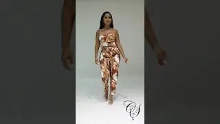 Erin Marble Print Chain Strap Top & Cigarette Pants Set