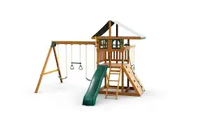 Gorilla Playsets Avalon Treehouse Wood Swing Set with Trapeze Arm