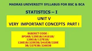 STATISTICS -I  FOR BSC AND BCA   CORRELATION    UNIT V  PART I