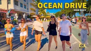 Ocean Drive Daytime Walk ☀️ | Miami Beach Winter Vibes 4K