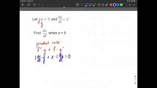 Related rates implicit differentiation given equation and dy/dt find dx/dt