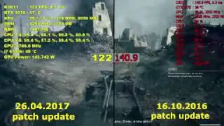 Battlefield 1 GTX 1070 26/04/2017 VS 16/10/2016 update patch DICE