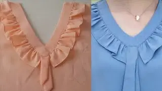 Wow!!💥V neck with Ruffle👗neck design