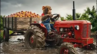 Baby monkey - The Surreal Work Day of Baby Monkey: Tractor Rescue, Road Construction