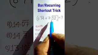 Bar Question Trick | Math Trick| Recurring Math Trick| SSC CGL GD CHSL Questions | #shorts